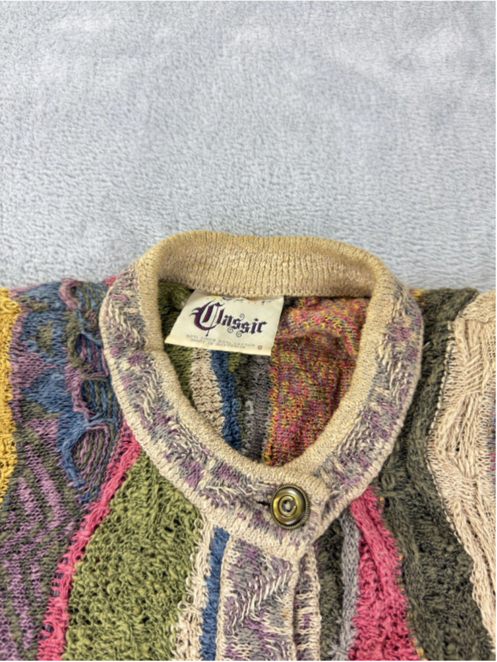 Vintage Coogi Men's Size Small 60% Cotton 40% Linen Button Up Cardigan Sweater - Picture 11 of 15